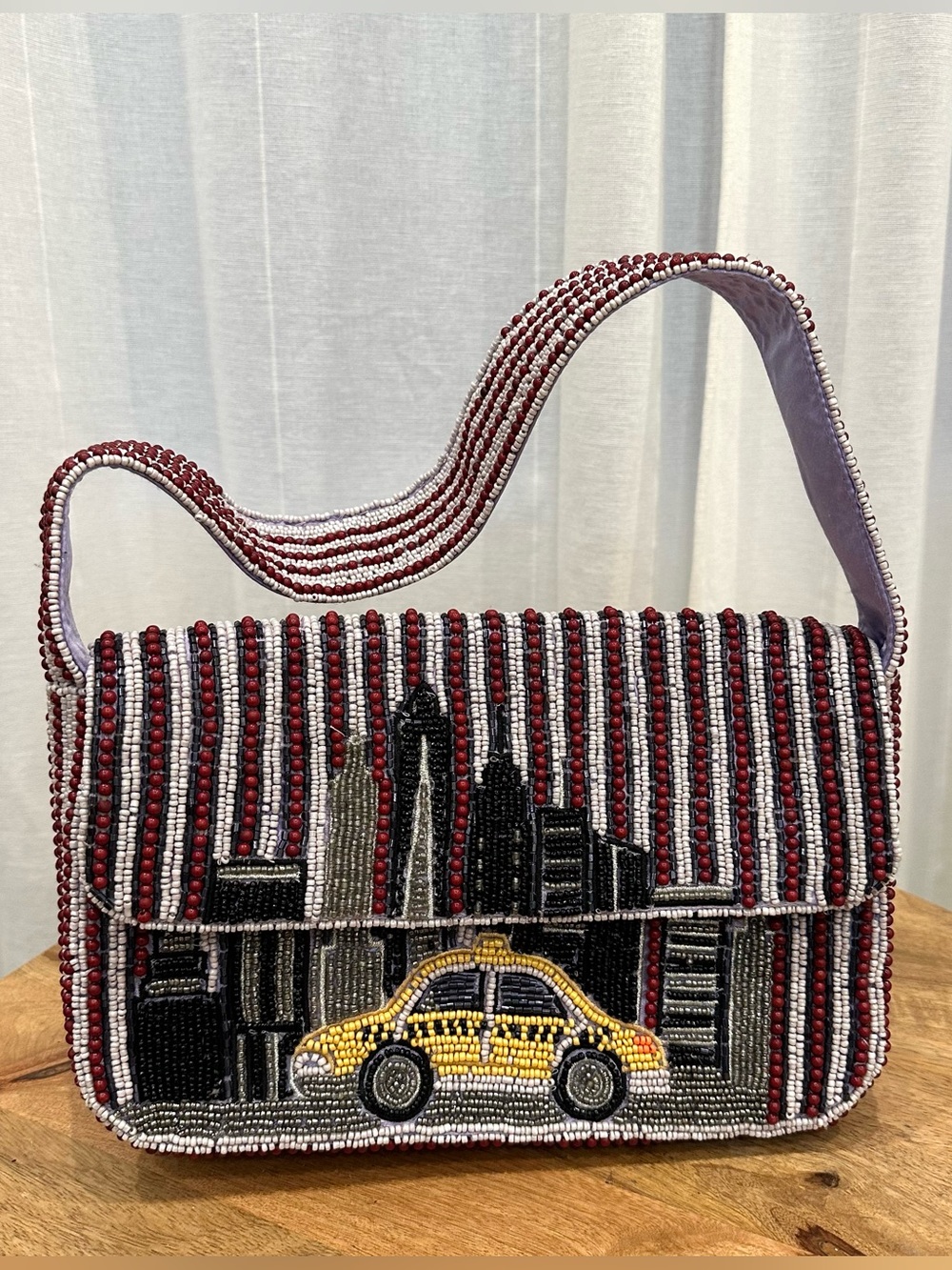 NYC City Skyline Beaded Shoulder Bag